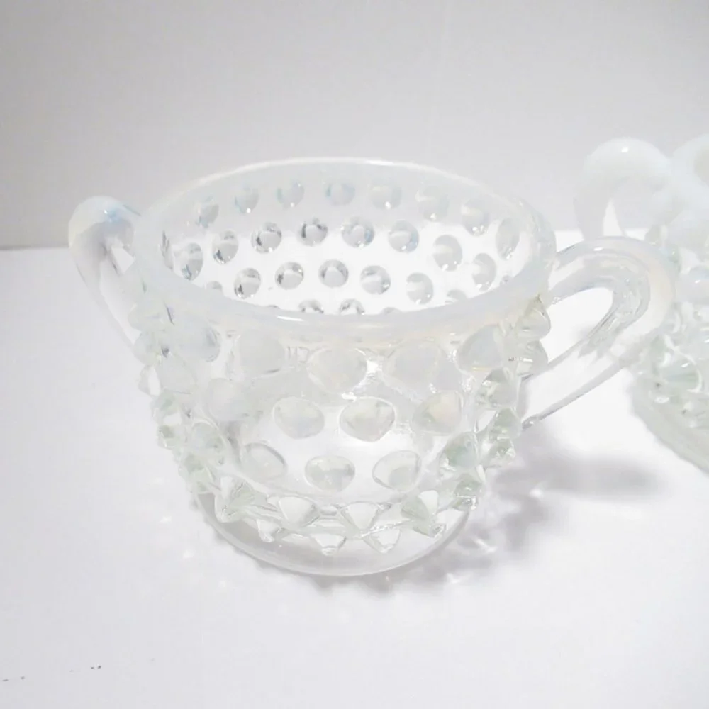 Vintage Hobnail Creamer and Sugar set